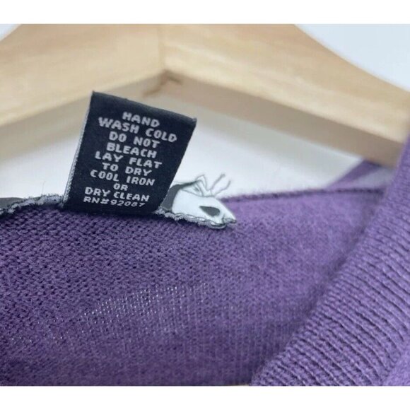 Vintage Saks Fifth Avenue 100% Merino‎ Wool Purple Vest Size Large Made In Italy - Picture 5 of 8